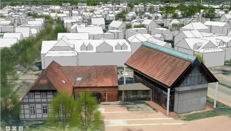 Texturierte Gebäude im Stadtmodell Burgwedel